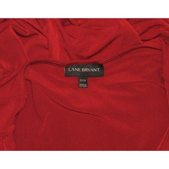 Maroon Plus Sz 22/24 Stretchy Sleeveless Jersey Knit Faux Wrap Dress LANE BRYANT - Picture 6 of 6